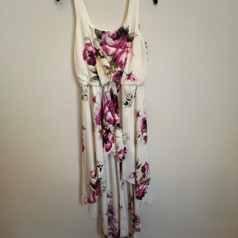Floral Sleeveless Dress - White and Pink